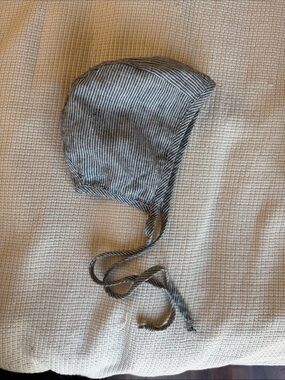 Briar Baby Striped Cotton Baby Bonnet in blue and white